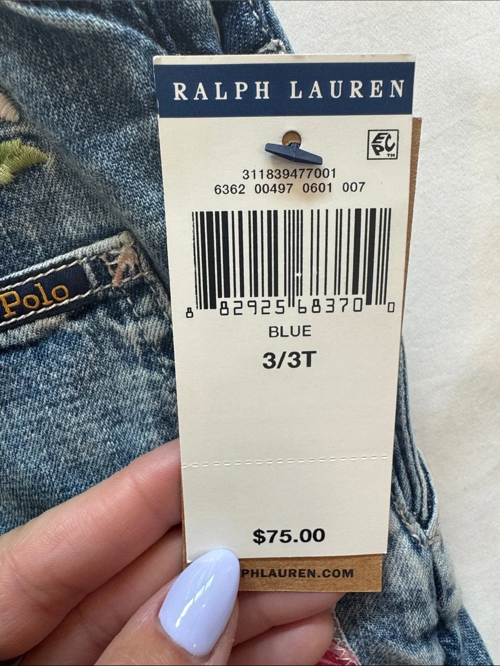 Toddler Girl Ralph Lauren Blue Denim Patchwork Overall Dress
